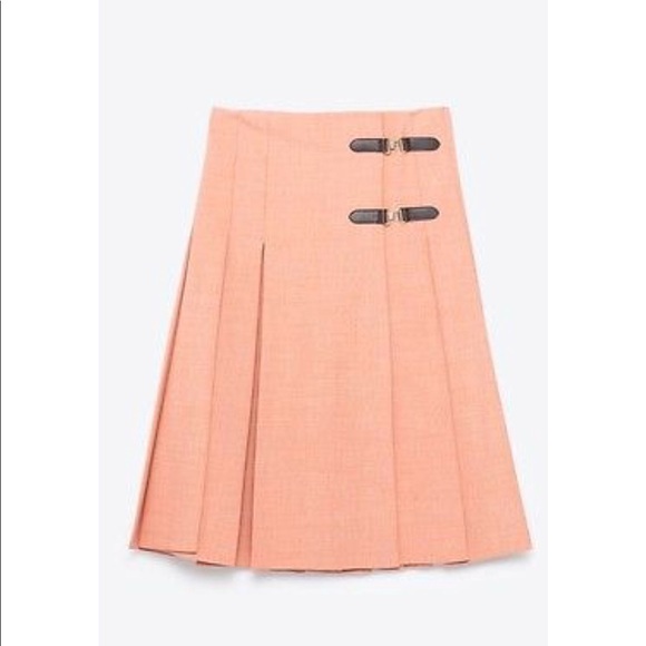 NWT Zara Pink Accordion Box Pleated Midi Skirt - Picture 7 of 8